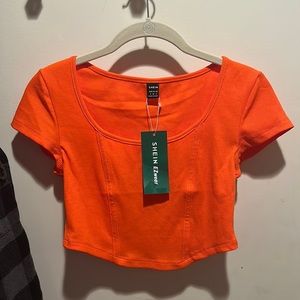 SHEIN EZwear Square Neck Crop Tee